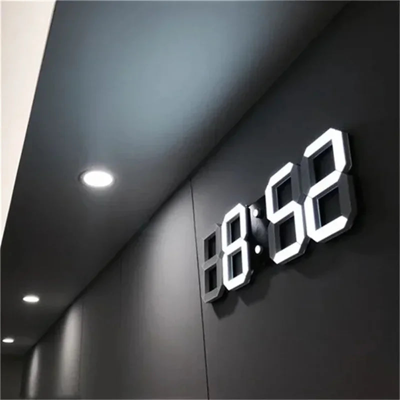 Decoration for Bedroom 3D Digital Wall Clock Home Adjustable Living Room Decor Night Light Mode Decorate Clocks Decorations Peaceful Pleasures Health and Wellness
