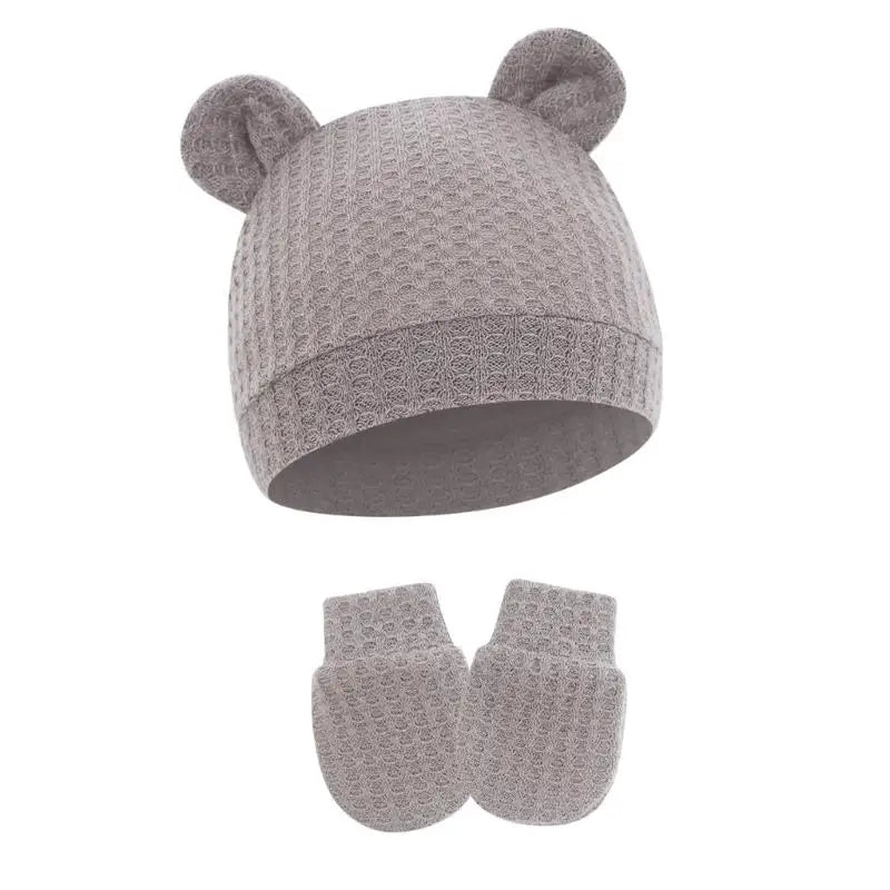 Newborn Baby Hat & Mittens Set | Soft Cotton, 0–6 Months