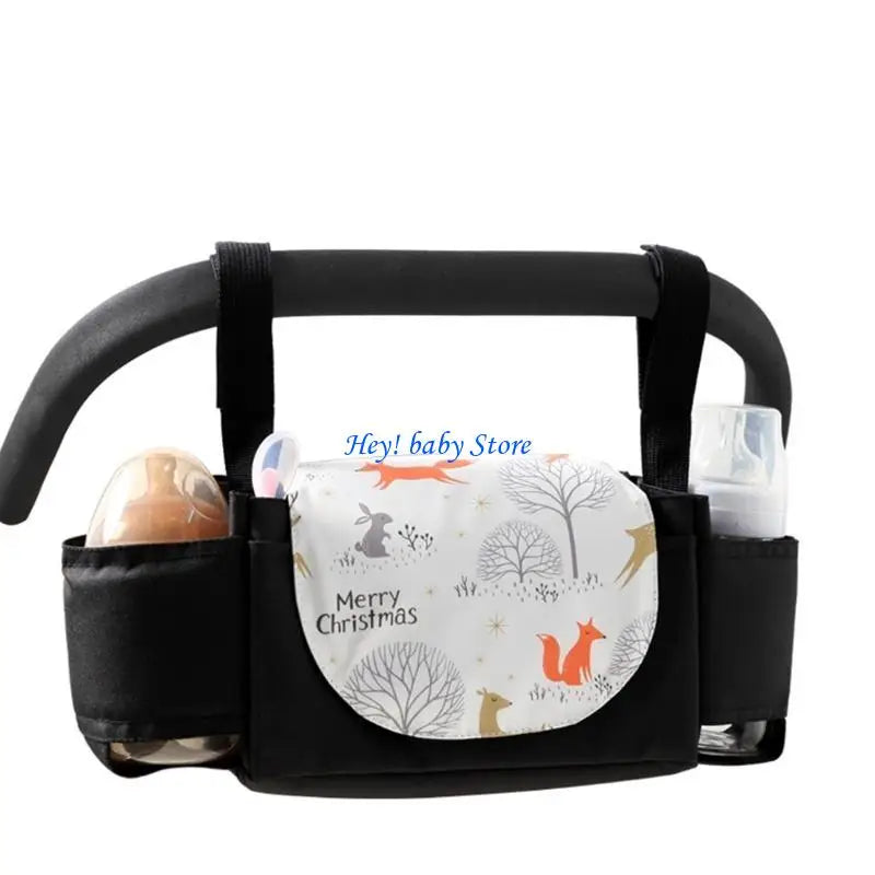 Universal Stroller Hanging Bag with Cup Holders & Diaper Storage