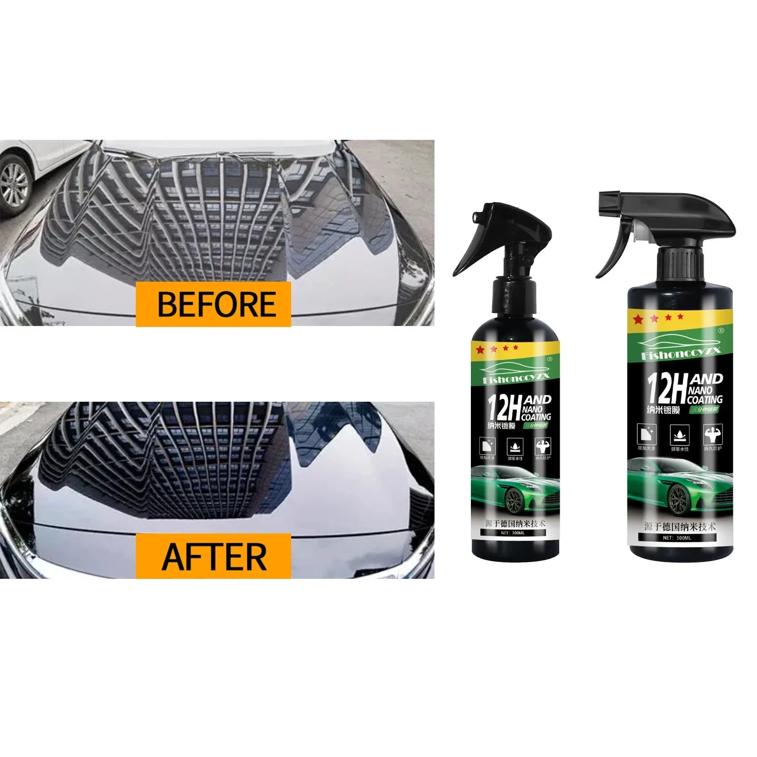 12H Nano Ceramic 500ml Car Coating Auto Detailing Products Liquid Spray Polish Wax Film Paint Care Protector Kit Accessories Peaceful Pleasures Health and Wellness