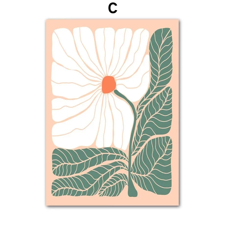 Scandinavian Abstract Anemone Canvas Wall Art Print | Minimalist Canvas Wall Art Print Peaceful Pleasures Health and Wellness ZLH8676 20x30cm Unframed