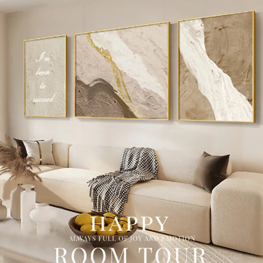 Abstract Canvas Wall Art, 100% Hand Drawn Abstract Lines, Living Room Triptych, Modern Room Decoration Large Wall Painting Peaceful Pleasures Health and Wellness