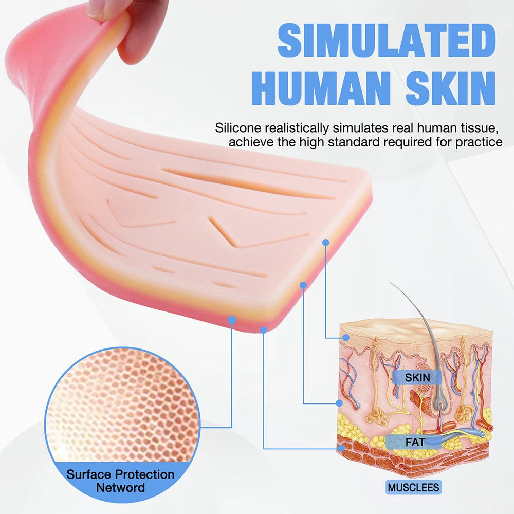 Silicone Skin Pad Suture Training Kit Surgical Wound for Surgeon Medical Practice Training Traumatic Suture Practice Skin Use Peaceful Pleasures Health and Wellness