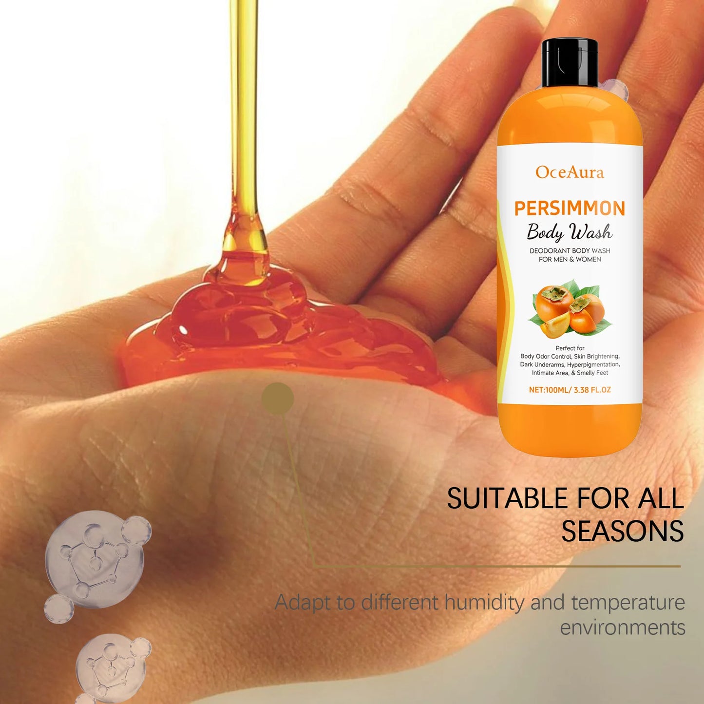Persimmon Rosemary Body Wash Gel | Moisturizing Pore Cleanser