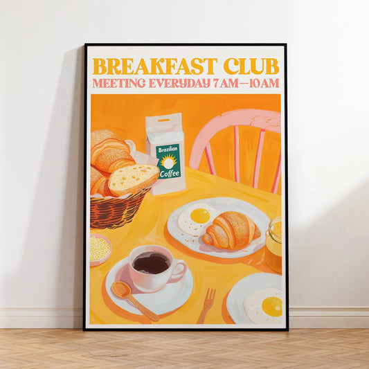 Breakfast Club Minimalist Canvas Wall Art Print | Home Decor Canvas Wall Art Peaceful Pleasures Health and Wellness G4394 21x30cm Black Framed