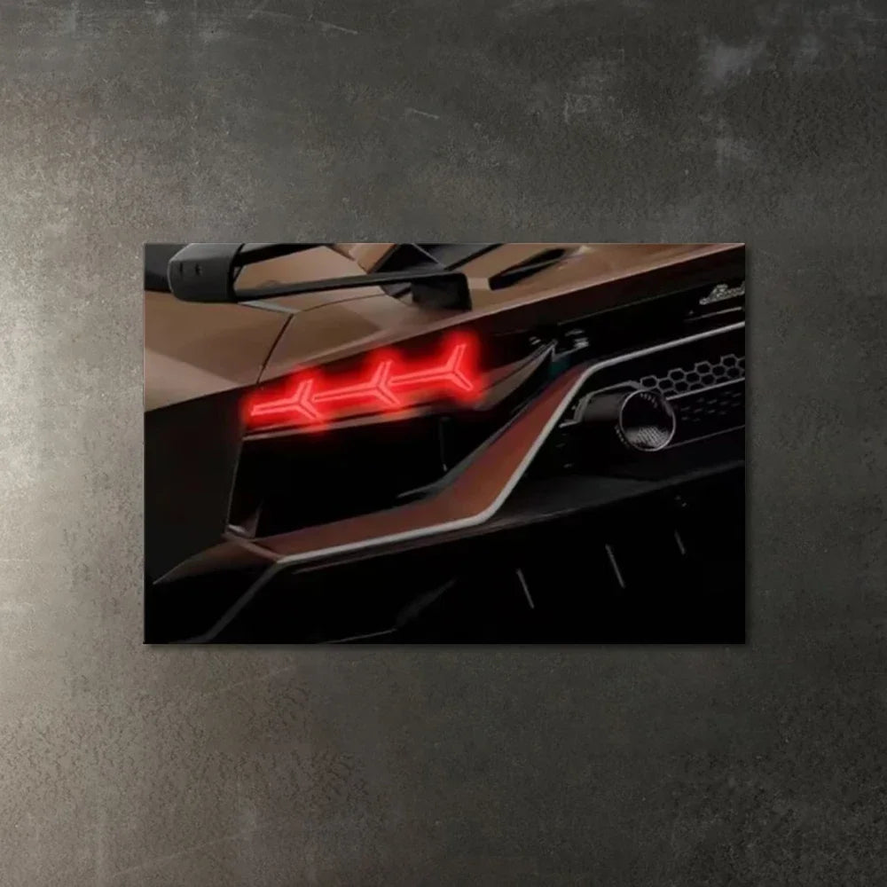 Car Neon Taillights Canvas Print Poster | Garage Wall Art