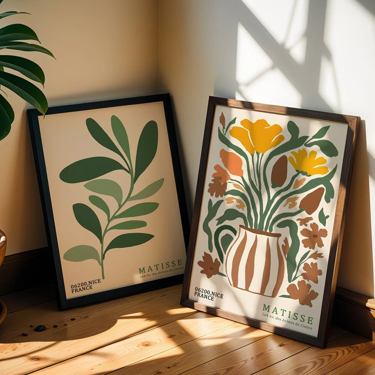 2-Piece Bohemian Matisse Floral Canvas Wall Art Print | Home Decor