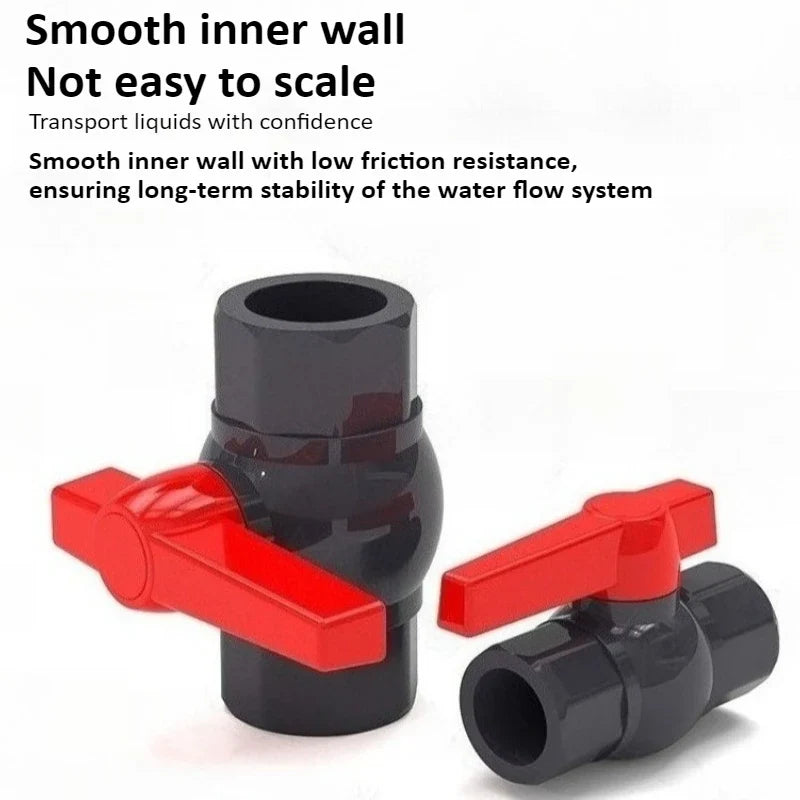 PVC Ball Valve DN15–DN50 Long Handle Dark Gray Pipe Fitting