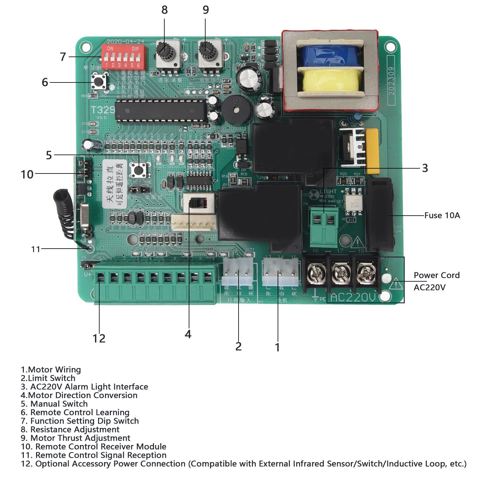 Sliding Gate Opener Control Board Accurate Automatic Door Opener Control Board Stable Easy Install Anti Interference for Home Peaceful Pleasures Health and Wellness