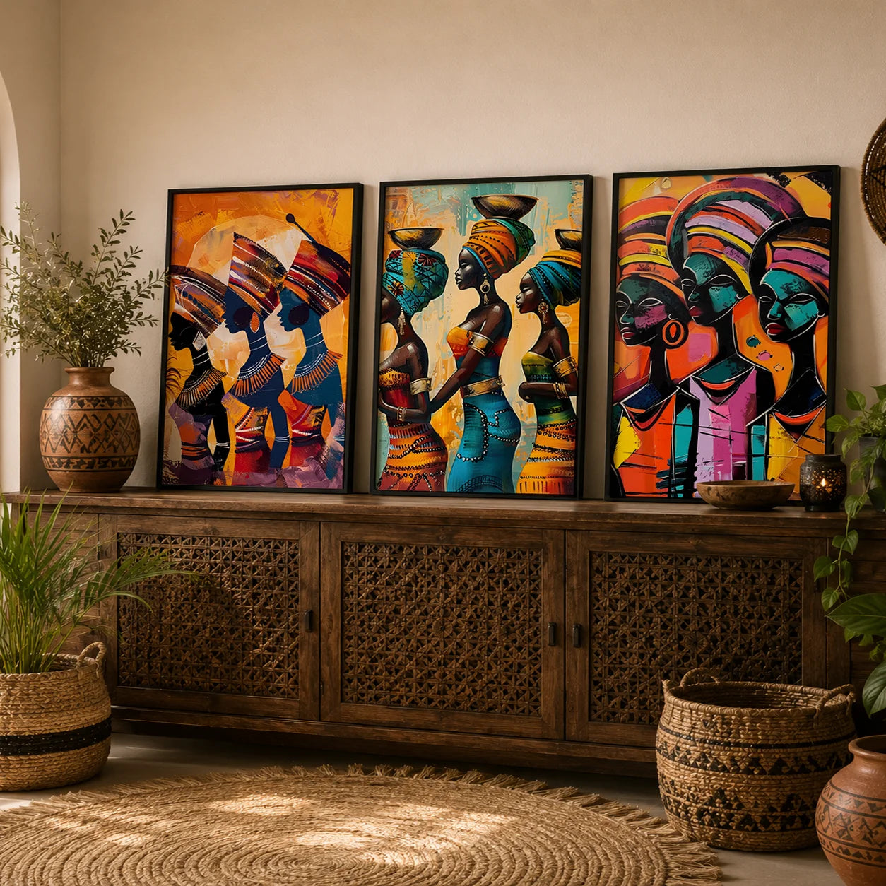 Abstract Tribal Female Canvas Wall Art | Western Boho Décor Canvas Wall Art Peaceful Pleasures Health and Wellness