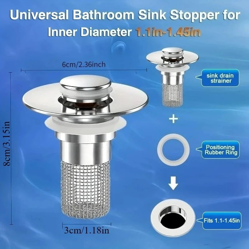 2-Pack Stainless Steel Pop-Up Drain Strainer & Hair Catcher
