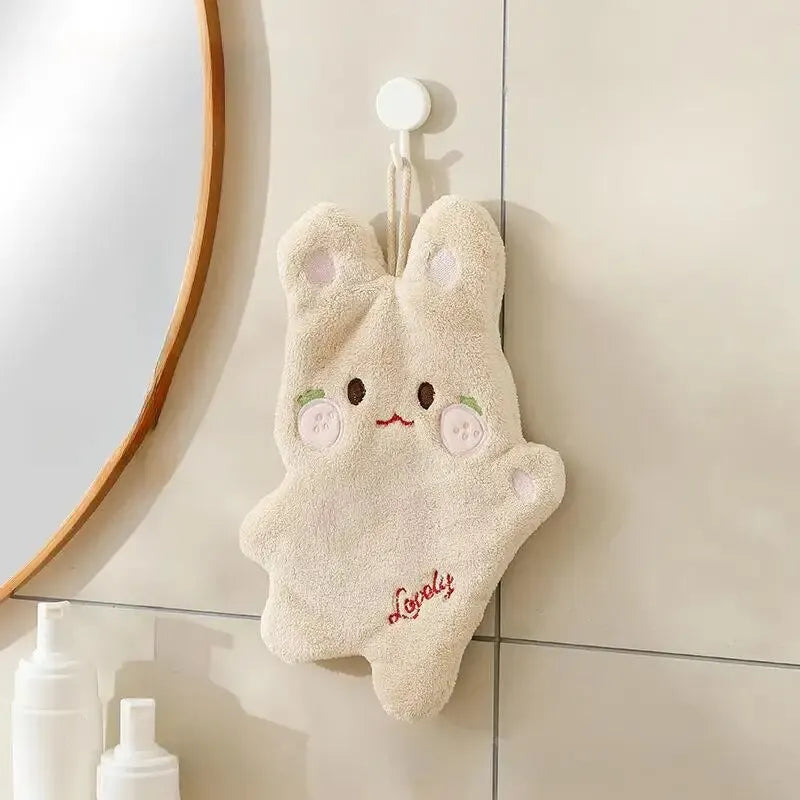 Cute Cartoon Coral Velvet Double Layer Hanging Hand Towel