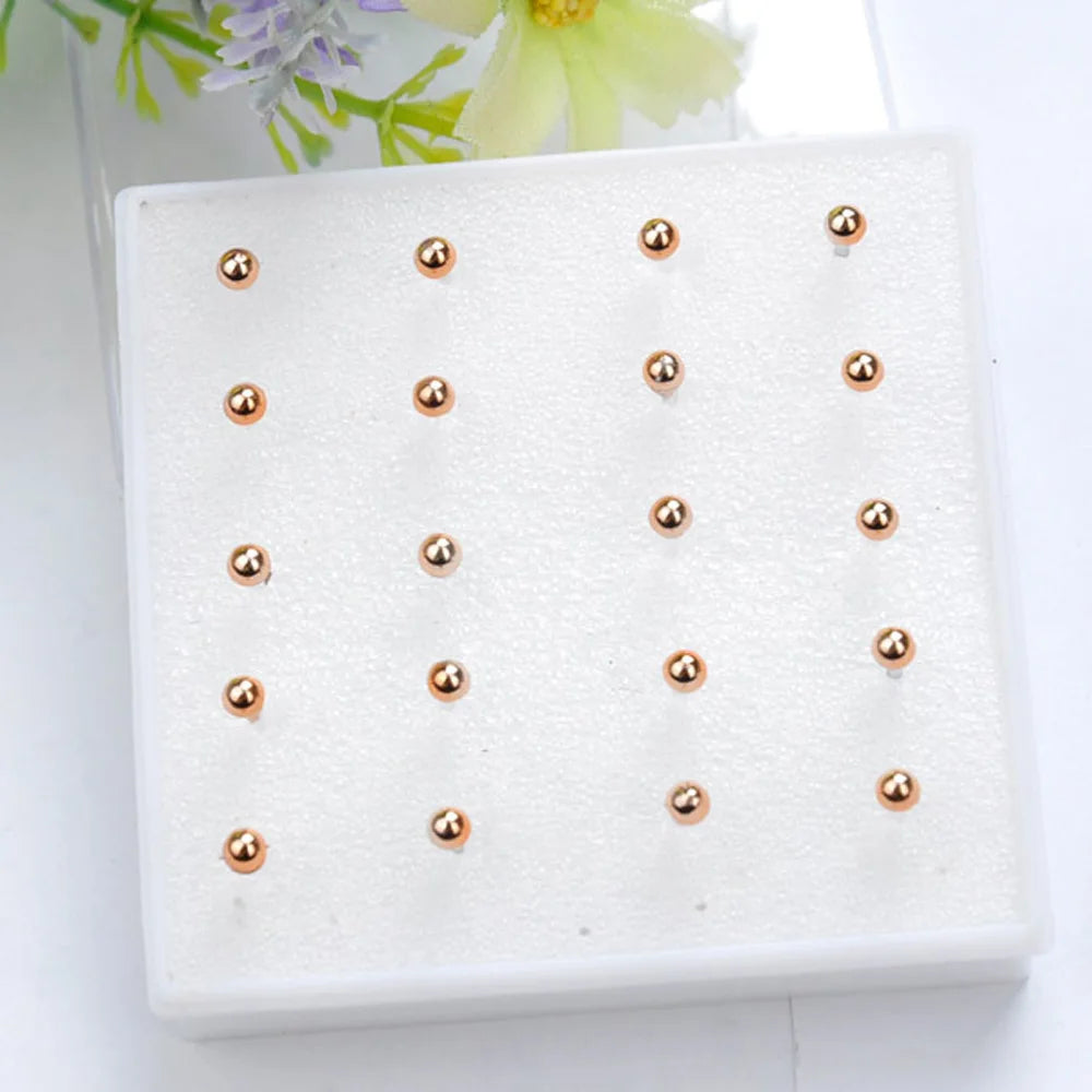 10 Pairs Gold Plated Silver Ball Bead Earrings Ear Studs Jewelry