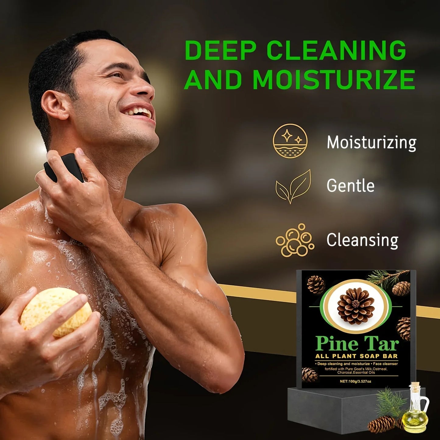 Men's Pine Tar Soap Bar – Deep Cleansing & Moisturizing