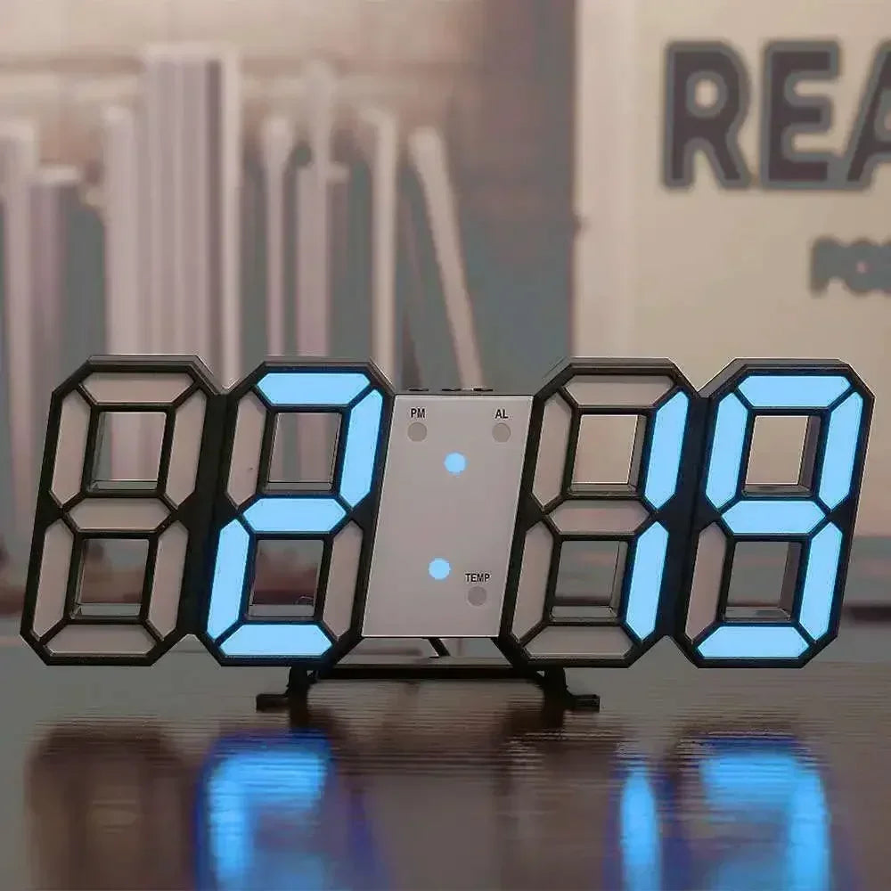 3D LED Digital Wall Clock | Night Mode, Date & Temp Display