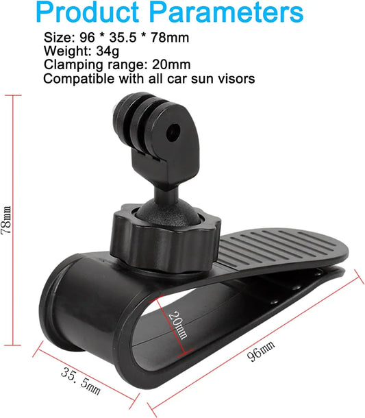Car Sun Visor Mount for GoPro, Insta360 & DJI Osmo Camera Visor Mount Oasis Select