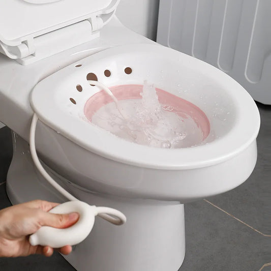 Sits Bath for Hemorrhoids, Sits Bath for Toilet Seat, Postpartum Care, Sits Bath Kit for Women, Collapsible, Flusher Hose Peaceful Pleasures Health and Wellness
