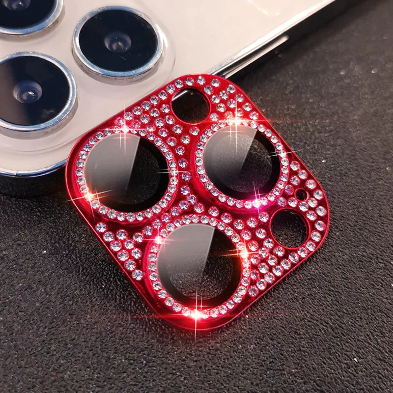 Diamond-encrusted Integrated Lens Film for iPhone15 16 ProMax Accessories Camera Protector for iphone12 13 14Pro Lens Protector Peaceful Pleasures Health and Wellness Red iPhone 17