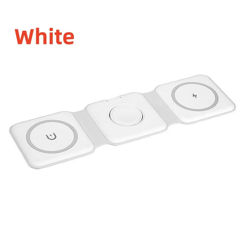 3-in-1 Foldable Magnetic Wireless Charger 15W Fast Charging Station for iPhone 16/15/14 Apple Watch AirPods Peaceful Pleasures Health and Wellness White
