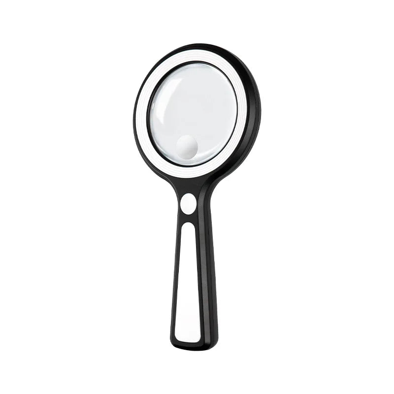Magnifying Mirror for Elderly Readers, Rechargeable Handheld with Light, Student Observation Gift Peaceful Pleasures Health and Wellness black