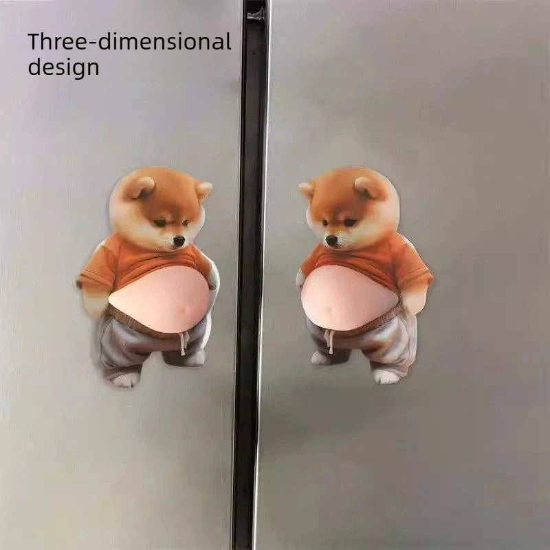 Squeezable Big Belly Corgi Silicone Anti Collision Sticker Creative Adorable Stress Relief Fridge Decal for Car and Home Decor Peaceful Pleasures Health and Wellness