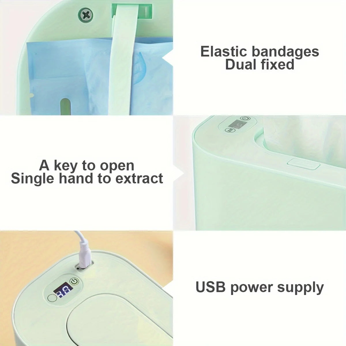 Baby Wipe Warmer Digital Display | USB, 3-Temp, Large Capacity