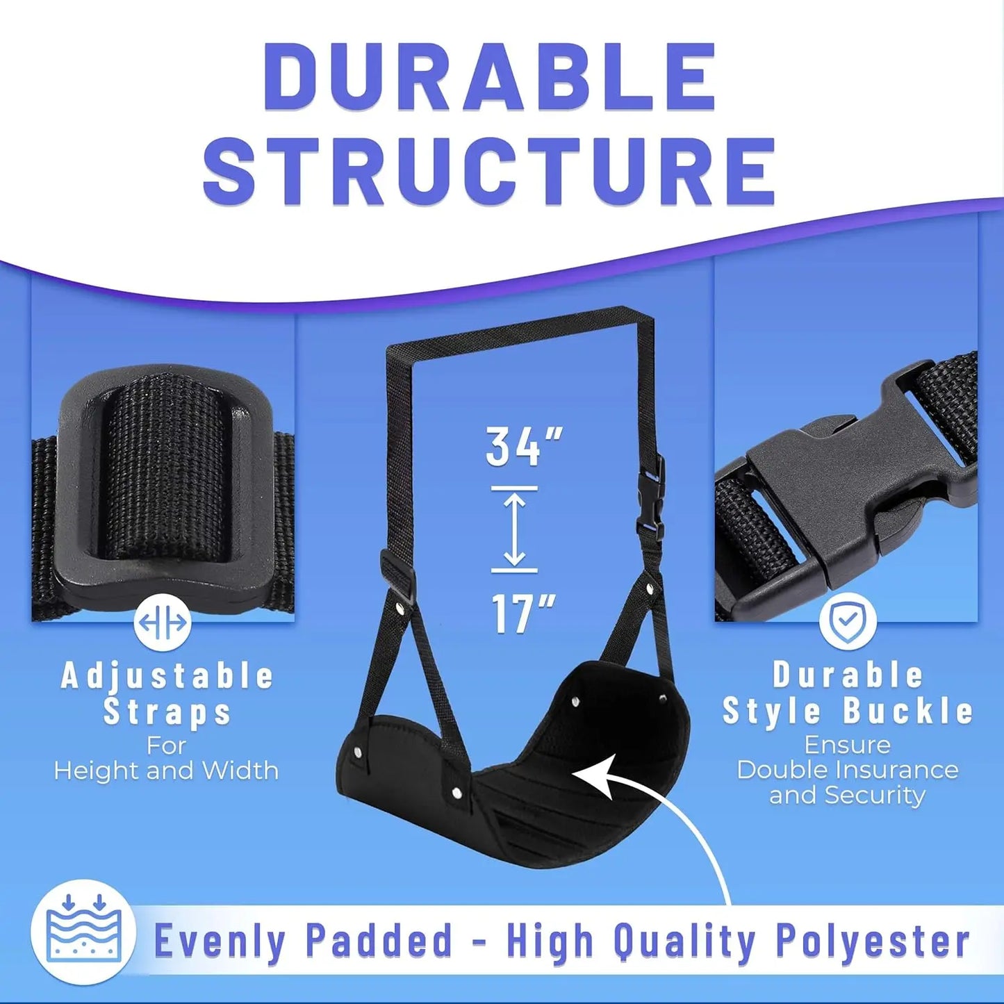 Airplane Foot Hammock | Travel Footrest & Desk Leg Support