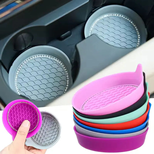 Bling Rhinestone Car Cup Holder Coasters | Non-Slip Rubber Pads Car Cup Holder Coaster Oasis Select