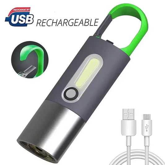 New Strong Light Outdoor Flashlight Led Side Light Charging Compact Will Carry Hook Self-defense Multi-functional Flashlight Peaceful Pleasures Health and Wellness
