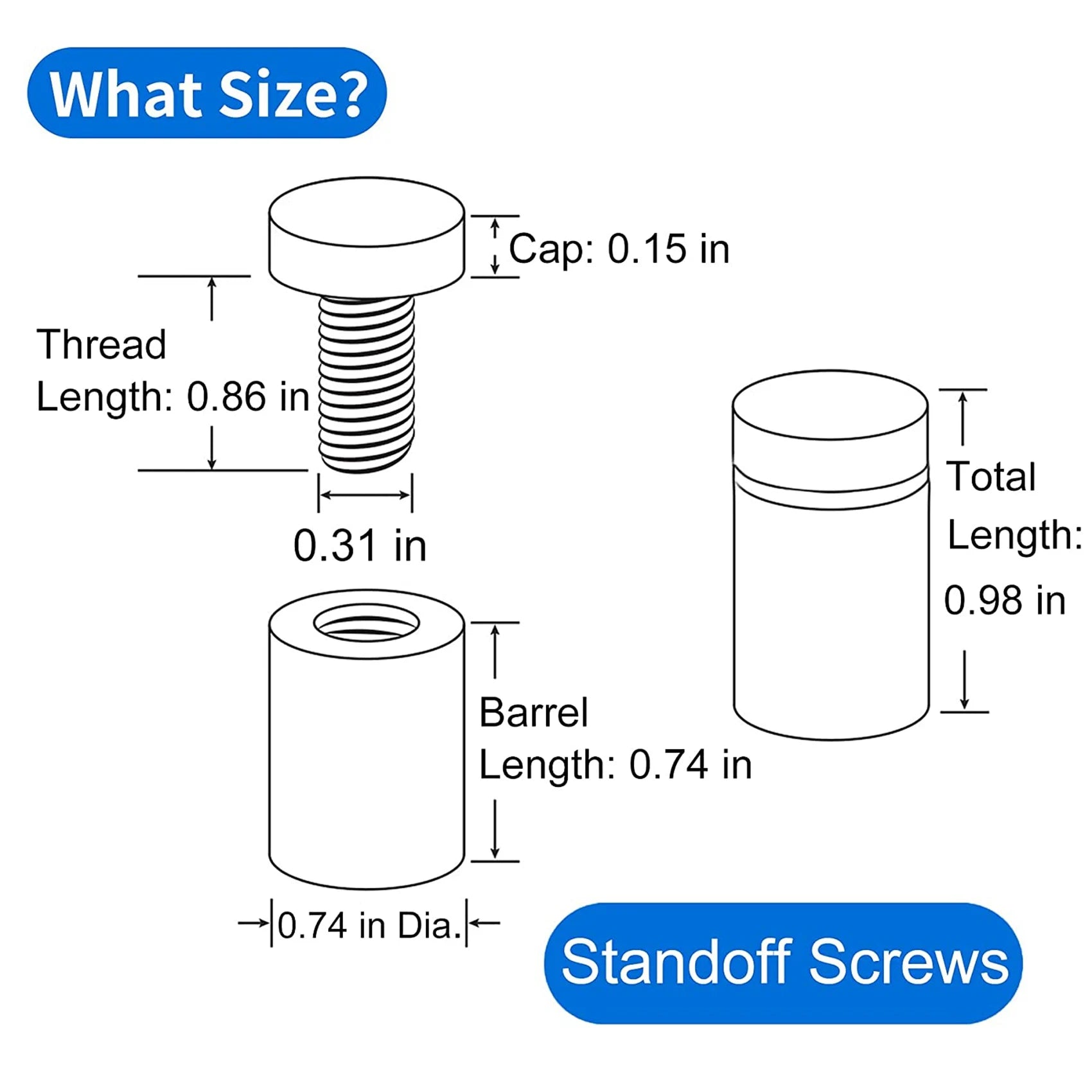Y51A-24 Pack Standoff Screws 3/4 X 1 Inch Black Sign Standoffs Hanging Acrylic Picture Frame Advertising Screws Kit Peaceful Pleasures Health and Wellness