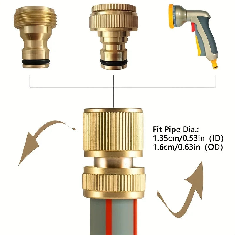 3sets EU Standard Aluminum Hose Connector 1 2'' 3 4'' Tap Fitting 13