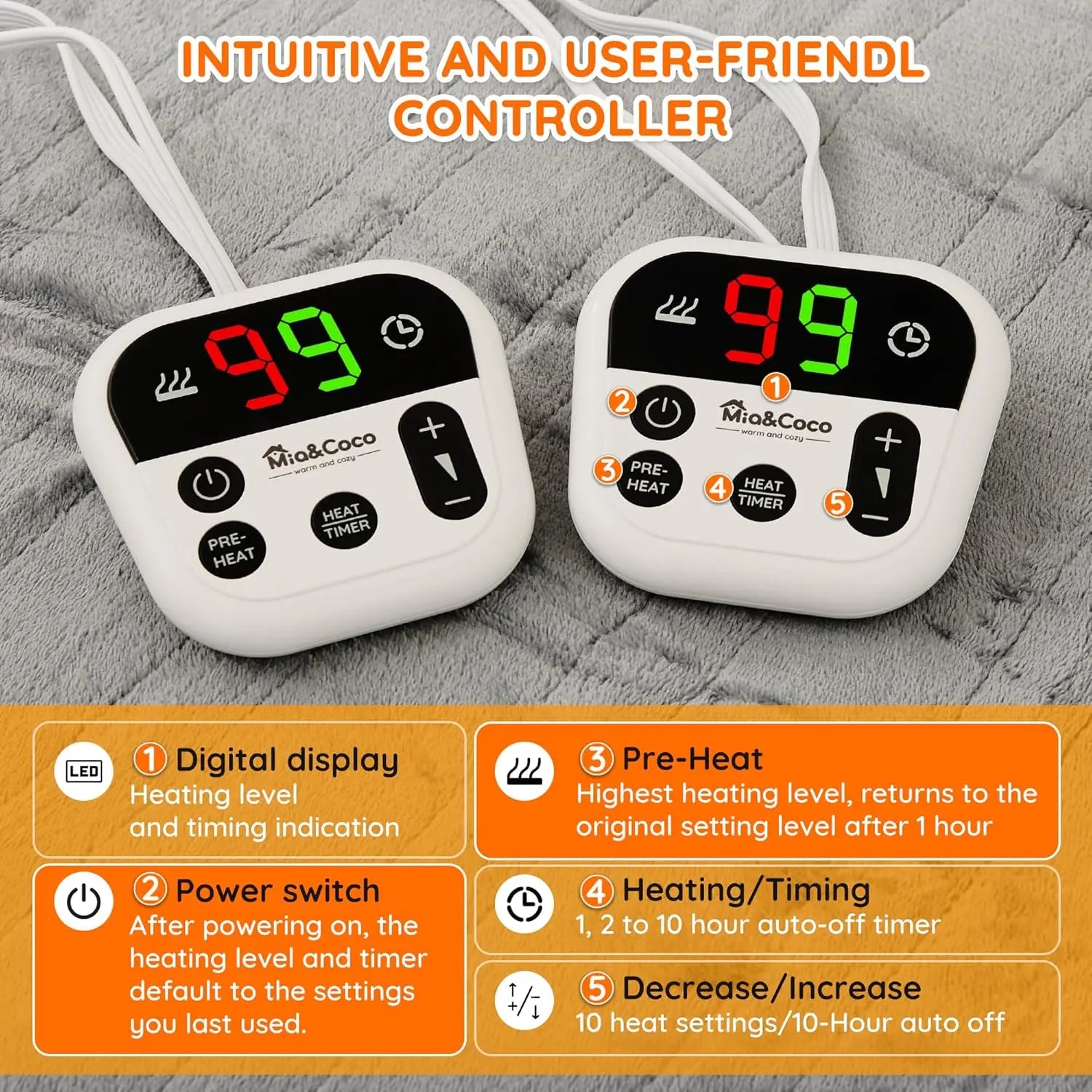 Two digital controllers with a user-friendly interface on a textured surface.