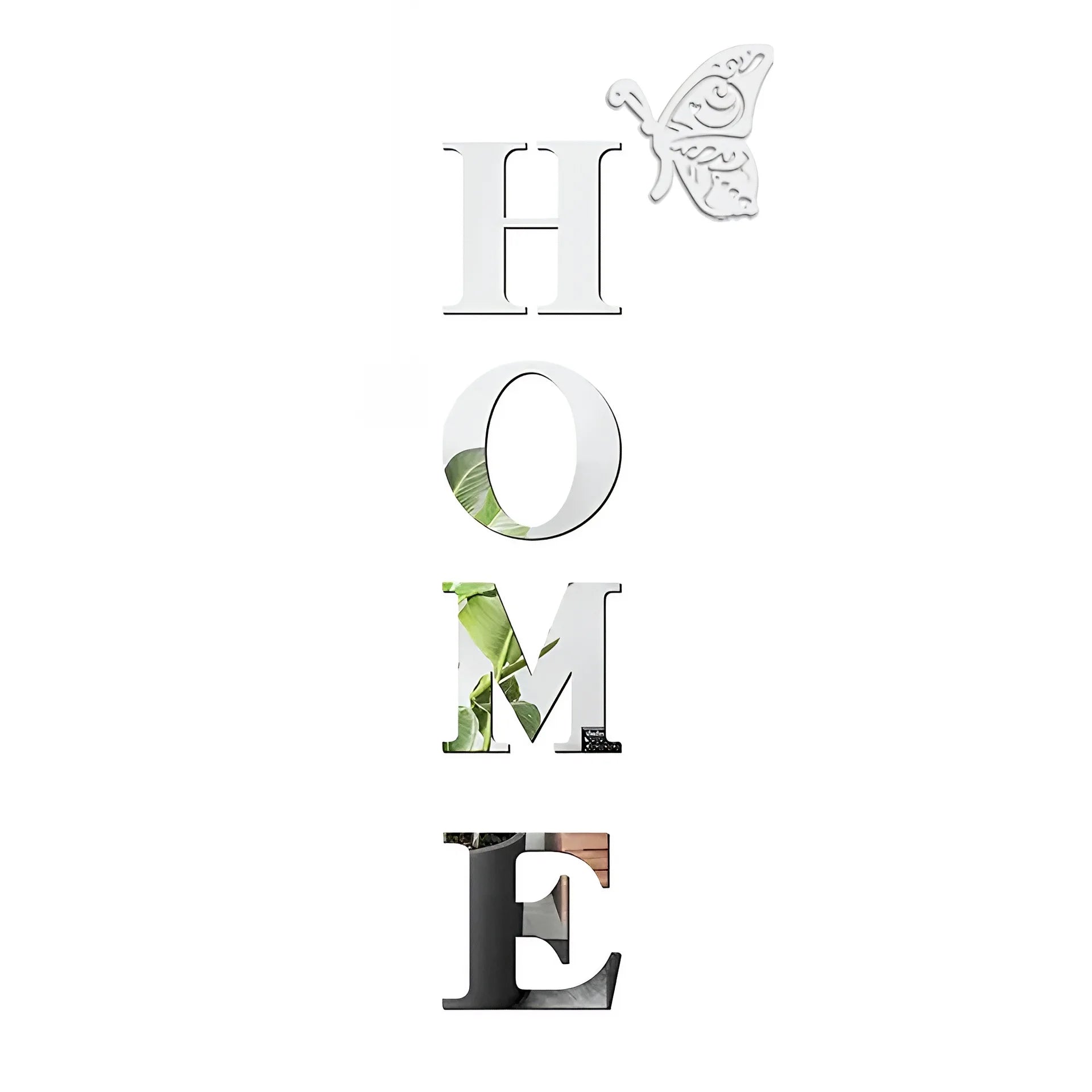 3D Acrylic DIY Mirror Large Self-Adhesive Removable Wall Stickers Family English Alphabet Living Room Bedroom Home Decorations Peaceful Pleasures Health and Wellness 80x27CM 40G-Silver