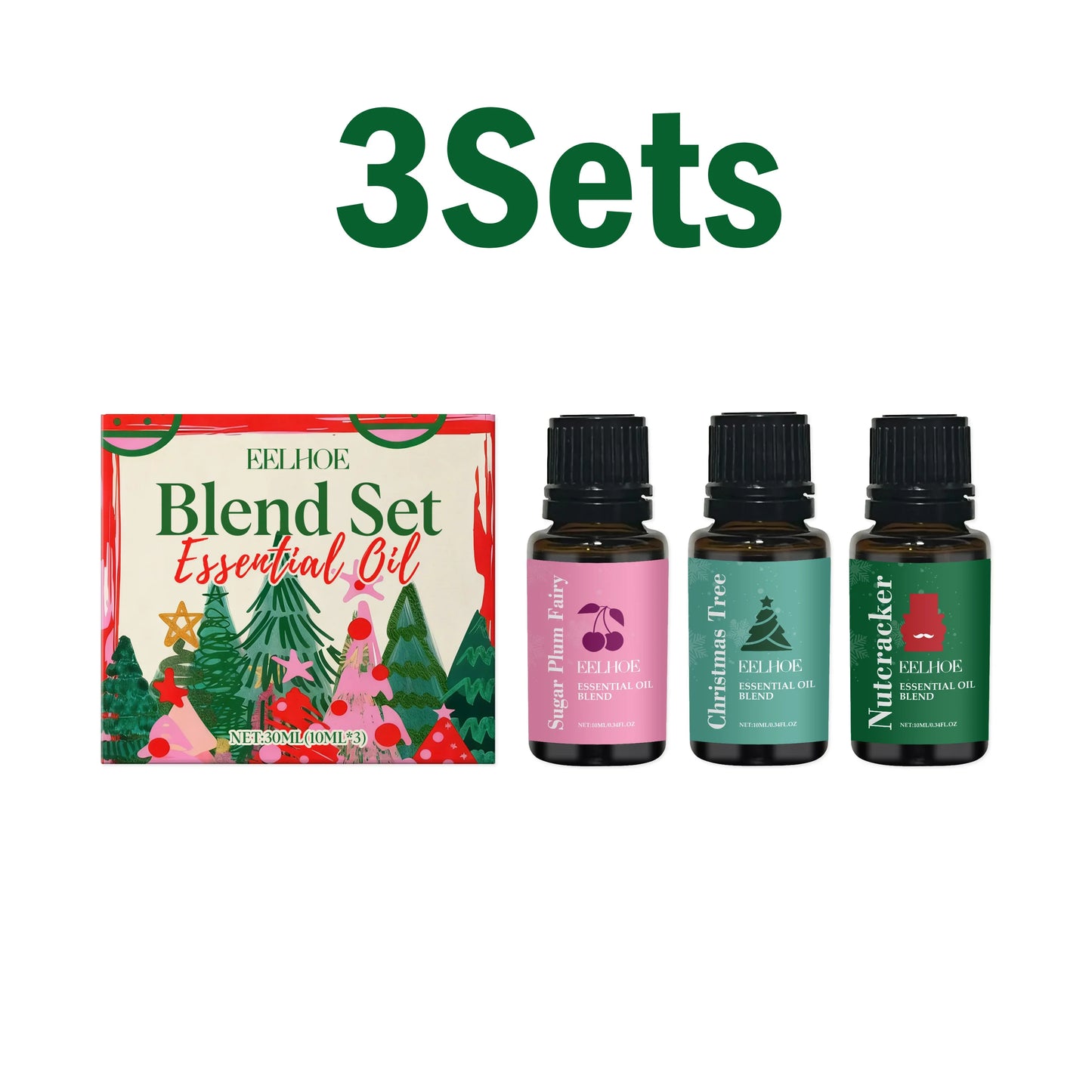 EELHOE Holiday Essential Oil Set – 3 Festive Scents 30ml