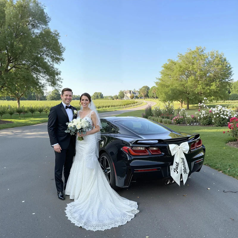 Just Married Big Car Bow | Wedding & Bridal Shower Decoration Wedding Car Decoration Peaceful Pleasures Health and Wellness