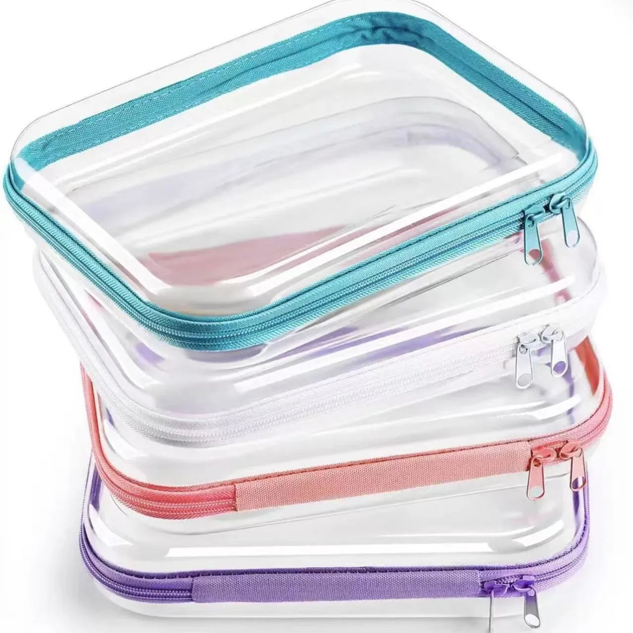 Clear Hard Shell Zipper Pouches – Waterproof Travel Organizer