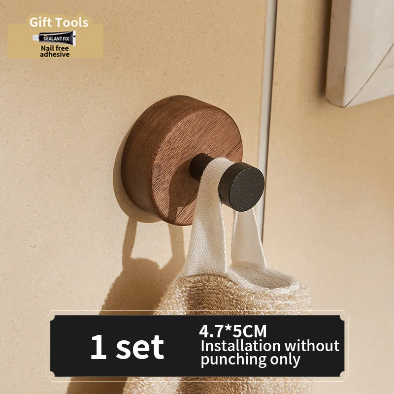 No-Drill Black Aluminum Wall Hook | Towel & Coat Hook