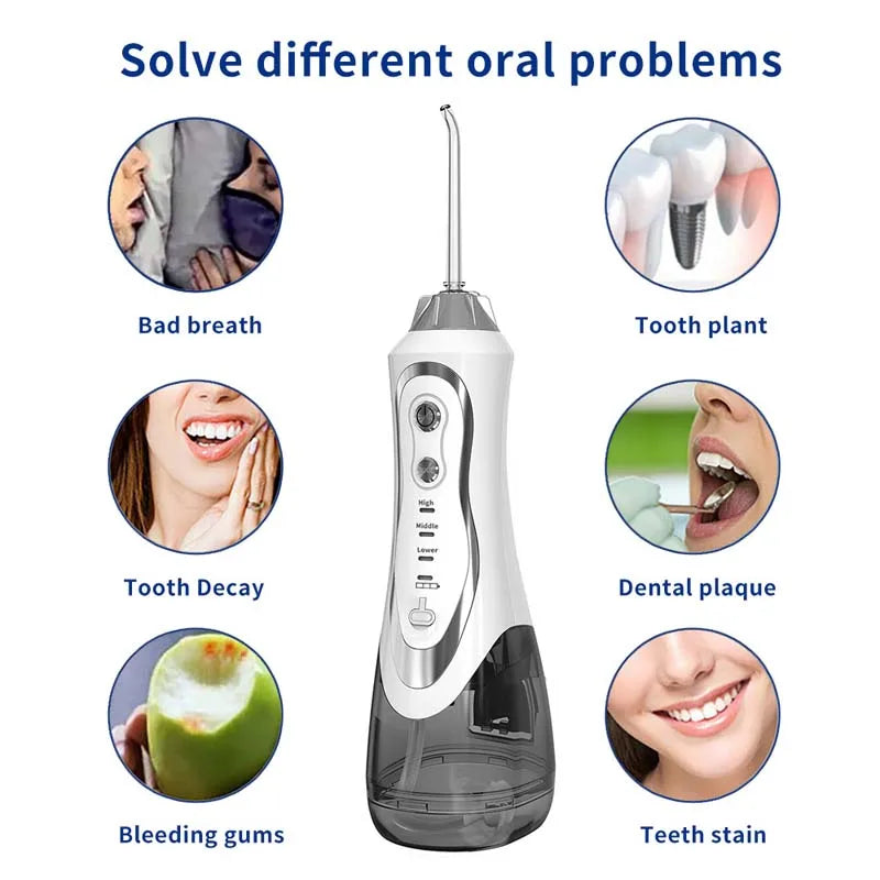 Portable Usb Charger Oral Irrigator Warm Combo Jet 300Ml Mini Rechargeable Portable Tooth Water Flosser for Home and Travel Peaceful Pleasures Health and Wellness