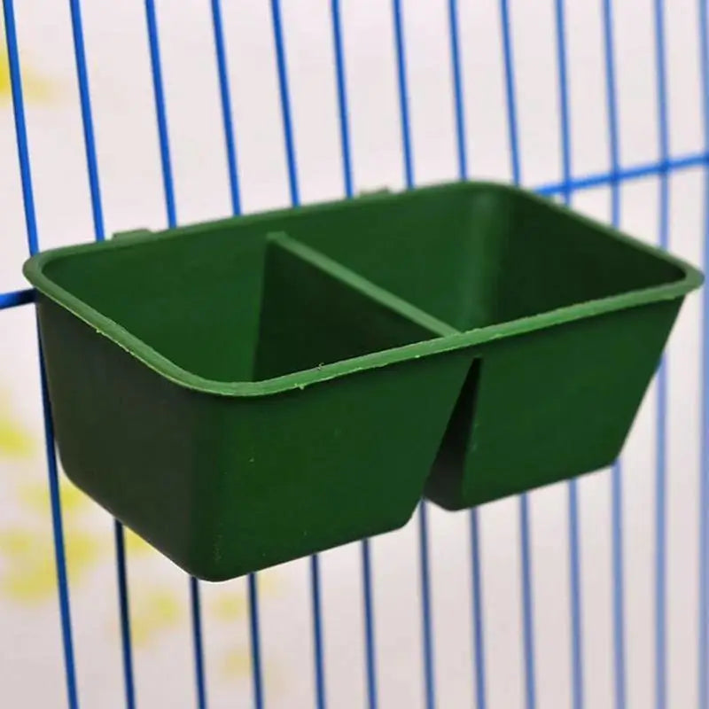 1 Parrot Food Water Bowl Dual Feeding Cup Plastic Bird Pigeons Cage