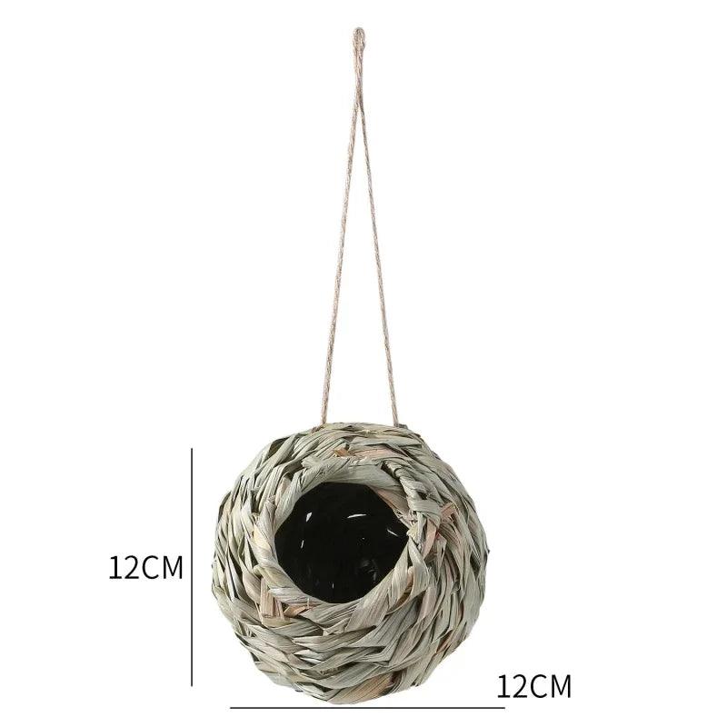 Handwoven Reed Grass Bird Nest House – Hanging Woven Birdhouse