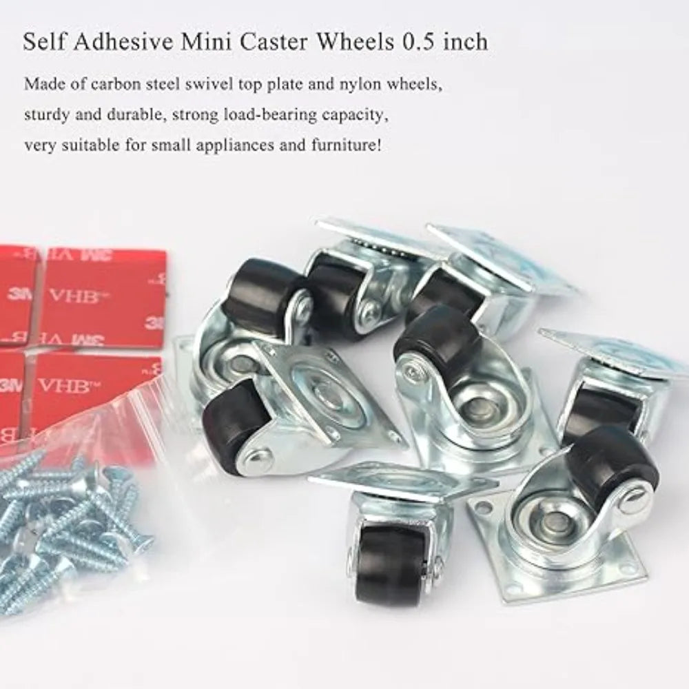 0.5" Ultra Quiet Nylon Drawer Pulley Mini Cabinet Caster Wheel