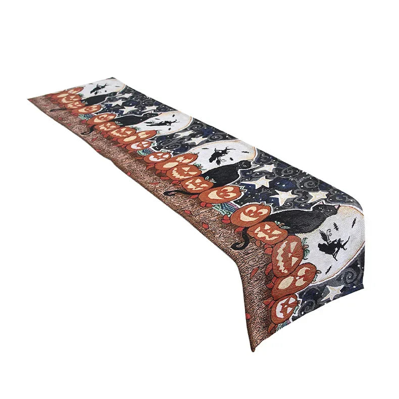 Halloween Linen Table Runner Tassels Decorative Cloth Easter Dinner