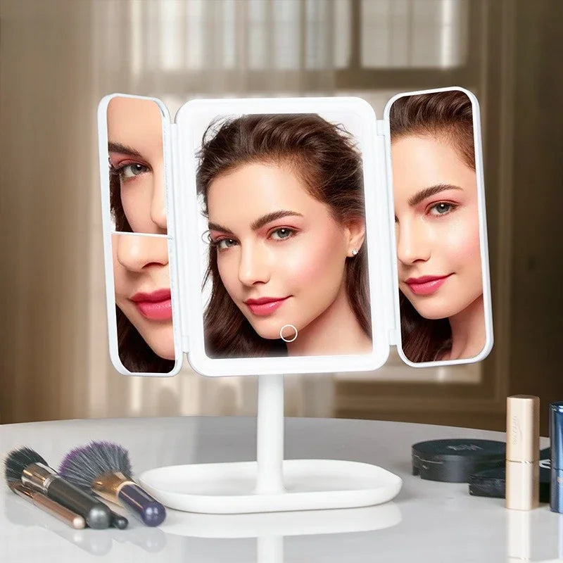 Trifold LED Makeup Mirror with Smart Fill Light | Vanity Mirror