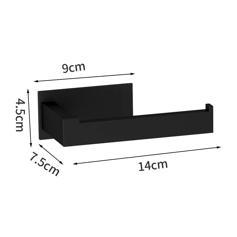 Black No-Drill Bathroom Hardware Set – Towel Bar & Robe Hook