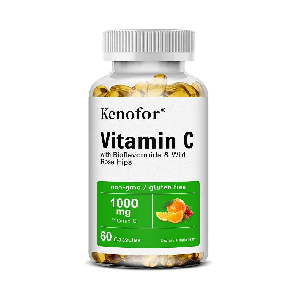 Vitamin C 1000mg - with Citrus, Rose hips,Immune System & Collagen High Potency Fat Soluble Ascorbic Acid Supplement Peaceful Pleasures Health and Wellness 60 count-1 bottle