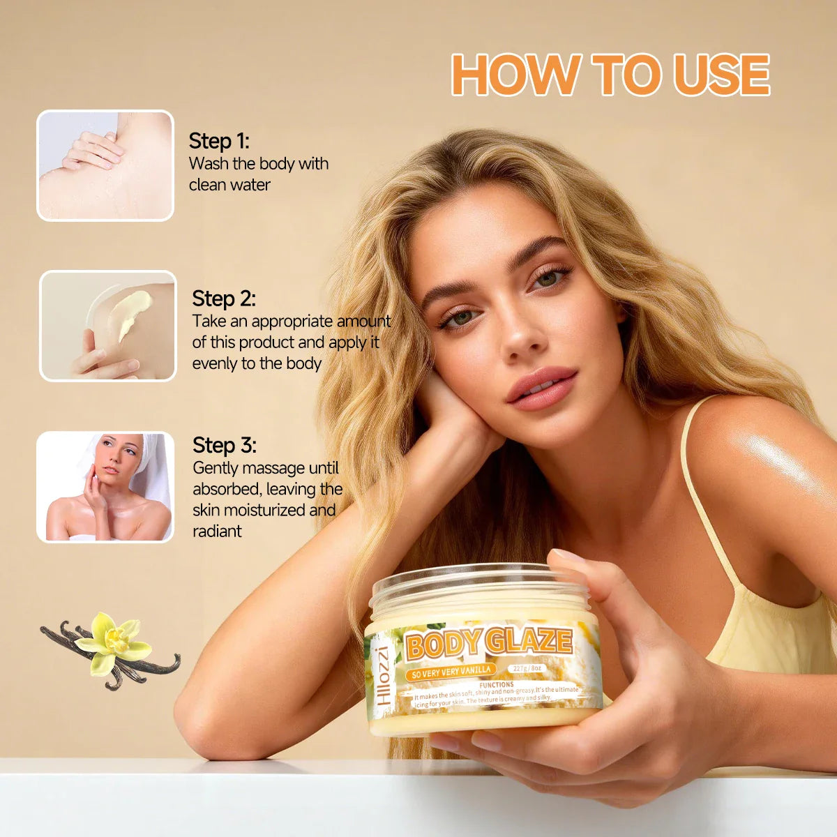 Vanilla Body Glaze Cream – Moisturize & Brighten Skin | 2oz & 8oz