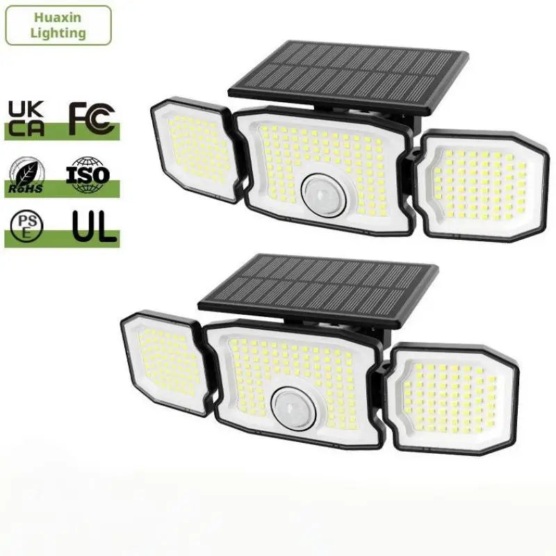 Solar LED Wall Light IP67 Waterproof | 3-Head Rotatable Garden Lamp