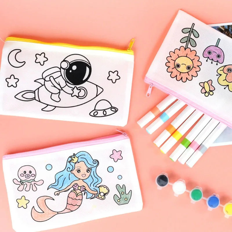 Non Woven Pen Bag DIY Coloring Stationery Kids Students Painting Toys