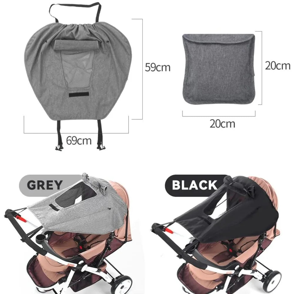 Baby Stroller Sun Shade UPF 50+ Canopy Cover & Mesh Window