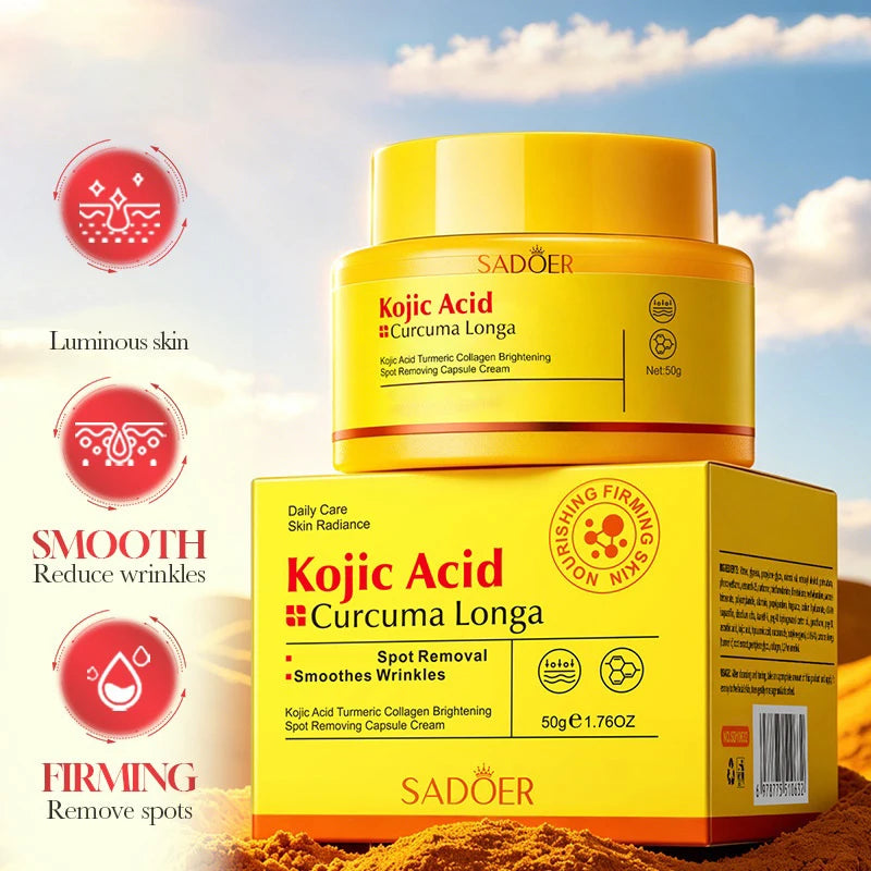 Kojic Acid Turmeric Collagen Cream 50g Deeply Moisturizing Barrier Repair Face Cream For Skin Daily Nourishing Skin Care Peaceful Pleasures Health and Wellness